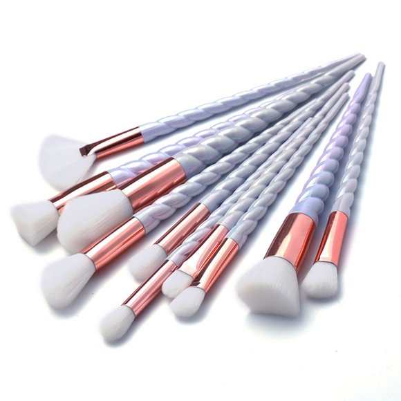10 Piece Fascinating  Everyday Use Unicorn Makeup Brush Set - Picture 1 of 1